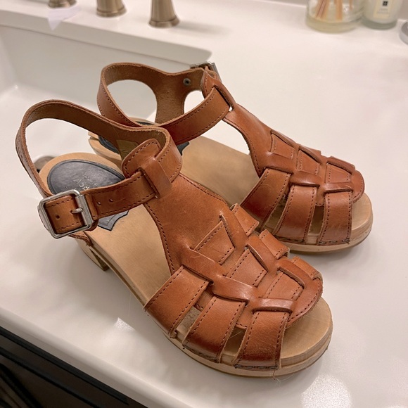 Swedish Hasbeens Grunge High Brown Clog Sandal size 36 - Picture 2 of 5